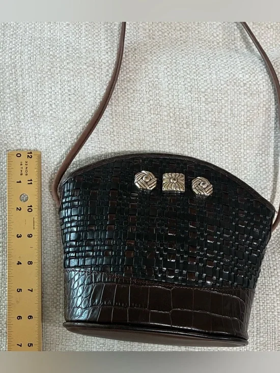 Brighton EUC Vintage Black & Brown woven/Leather Crossbody Bag - Picture 7 of 13